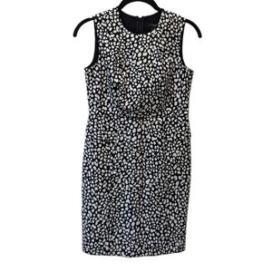 Ann Taylor Black & White Print Peplum Sleeveless Peplum Office Career Dress (0P)